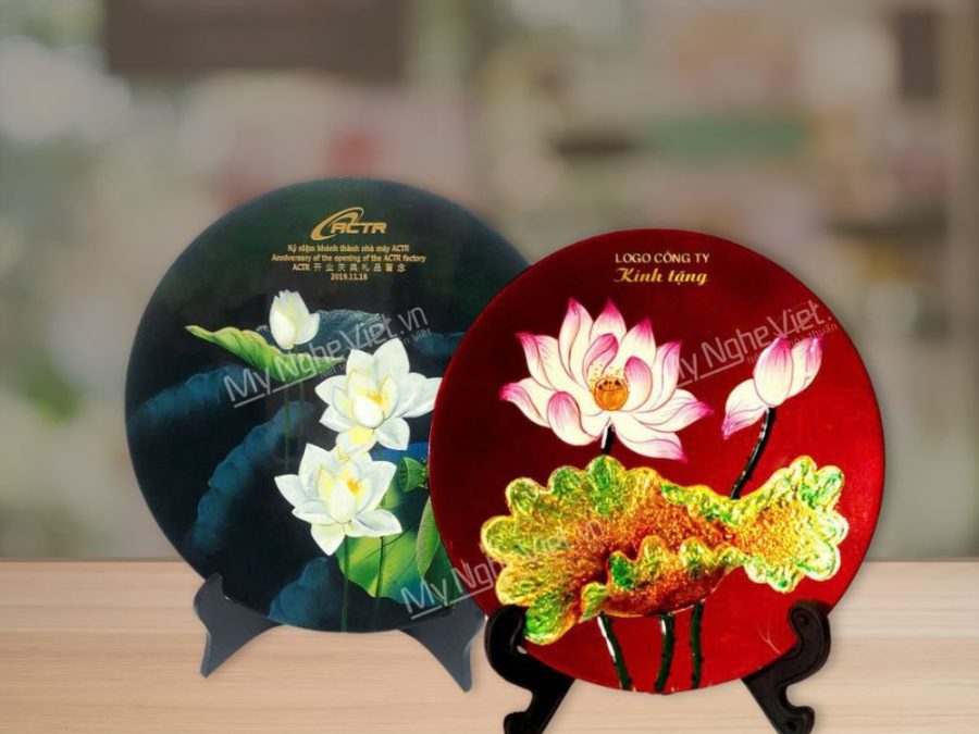 Tranh Đĩa Sơn Mài Khắc Thông Điệp