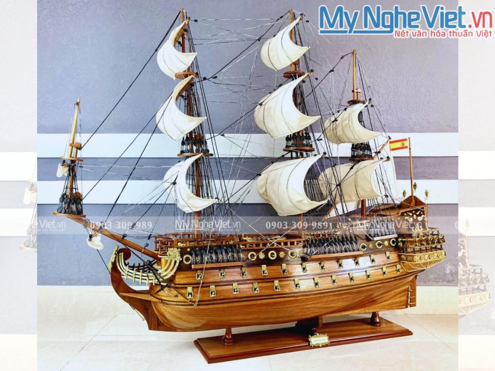 Mô hình tàu chiến cổ San Felipe gỗ căm xe thân 1m2 MNV-TB14-120