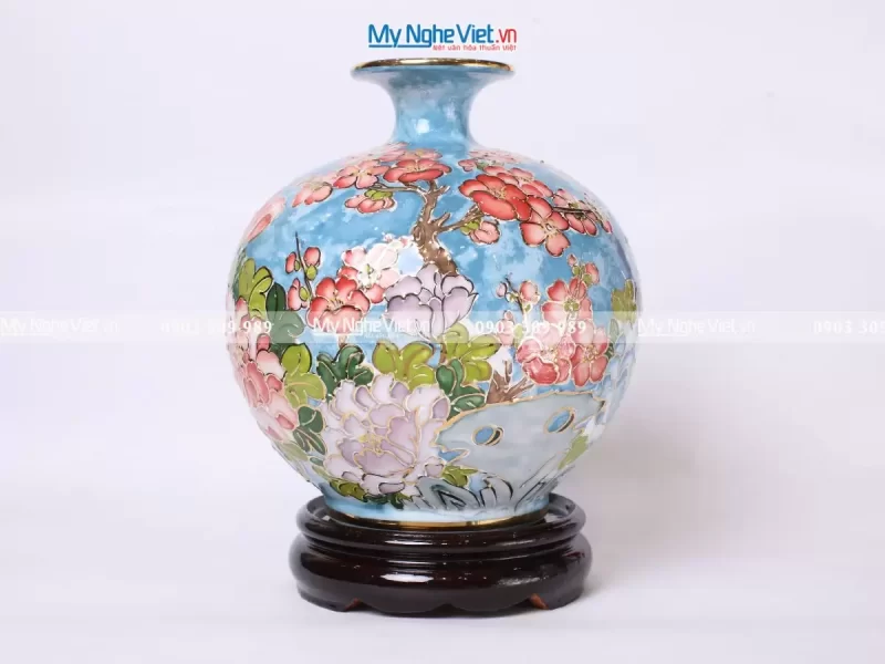 Bình Hút Lộc Bát Tràng Chim Công - Hoa Sen MNV-VBT22 - Ảnh 2