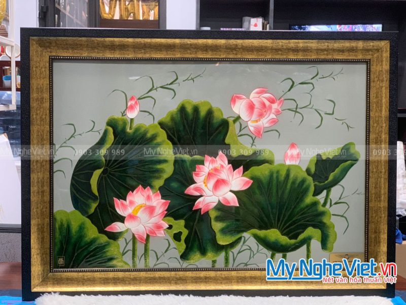 Tranh hoa sen sơn mài hiện đại TSMDH8111 - Ảnh 3