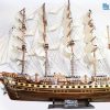 Mô hình  thuyền buồm phong thủy France II gỗ đen 1.2m (cả mũi 1m5) MNV-TB18/121