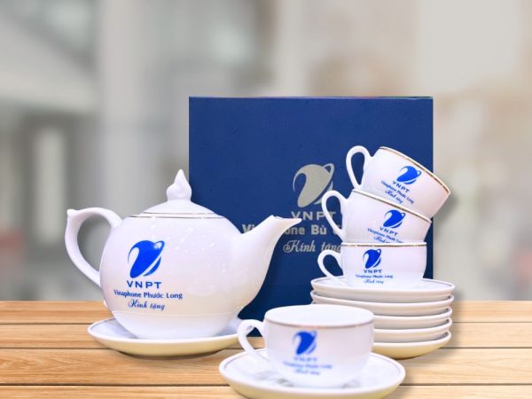 Bình Trà Bát Tràng Chóp Lửa In Logo