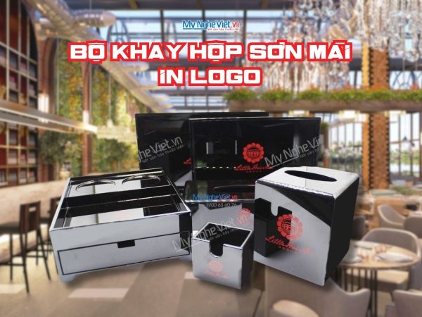 Bộ đồ dùng khách sạn sơn mài đen bóng cao cấp - Quà tặng thương hiệu