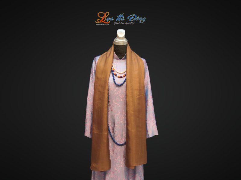 Khăn Lụa Trơn Màu Vàng Đồng 100% silk 85x180 MNV-KLPT001-4