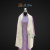 Khăn lụa thêu hoa hồng họa tiết song hỷ màu trắng 43x196cm MNV- KLTA43196-2