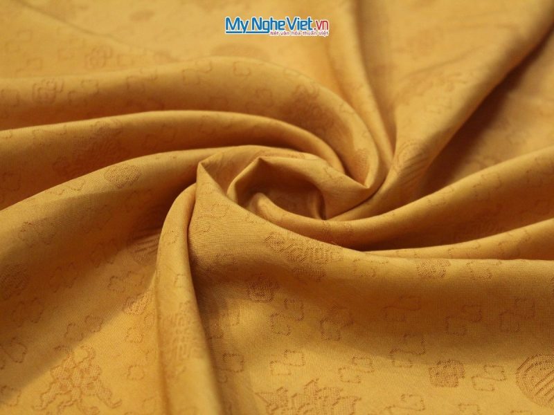 Khăn lụa vân cổ hồng thọ màu vàng - Lụa Hà Đông 80x180cm KLNL89-1 - Ảnh 2