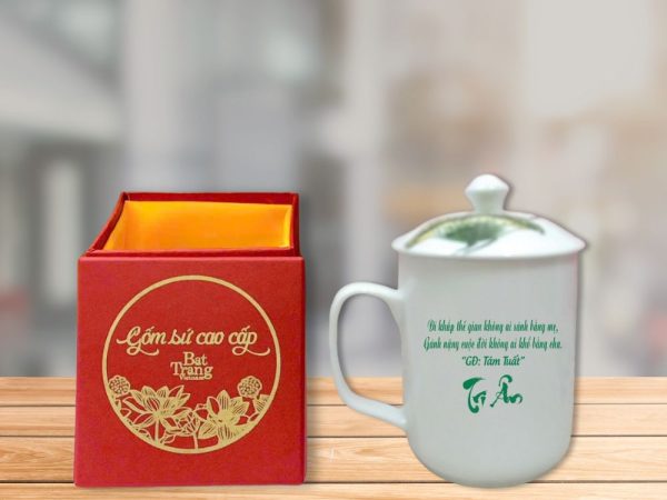 Ly Sứ Bát Tràng Hoa Sen Có Nắp