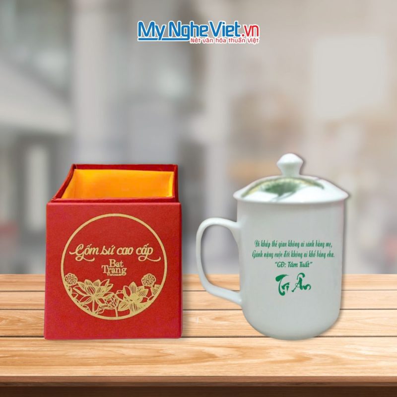 Ly Sứ Bát Tràng Hoa Sen Có Nắp