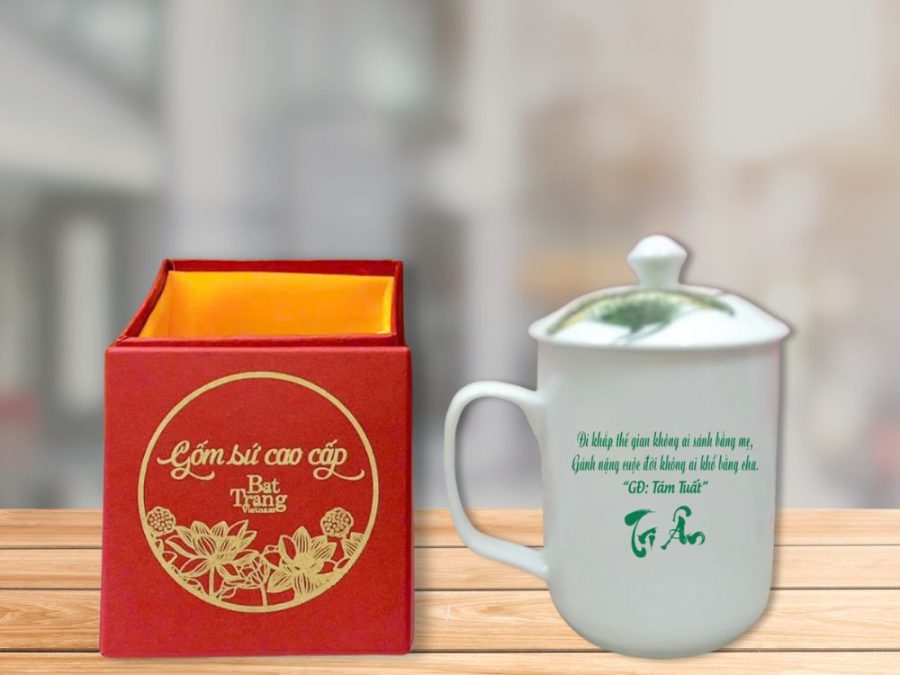 Ly Sứ Bát Tràng Hoa Sen Có Nắp