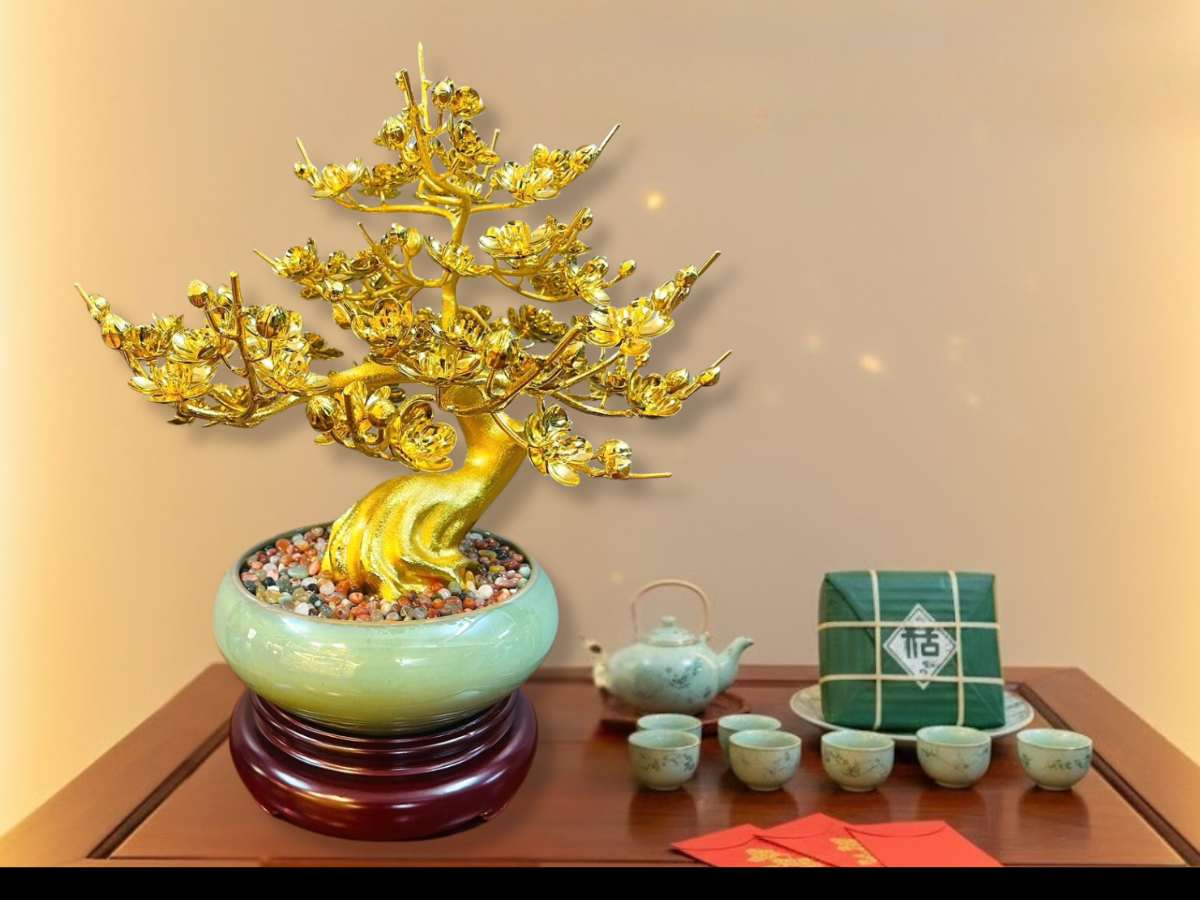 Cây Hoa Mai Đồng Mạ Vàng 24K Cao Cấp MNVHD02 - Ảnh 3