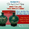 Lọ Thu Tài Men Xanh Hoa Sen In Logo Kỉ Niệm