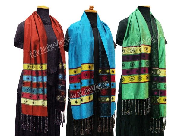 Khăn Choàng Lụa Hà Đông họa tiết trống đồng