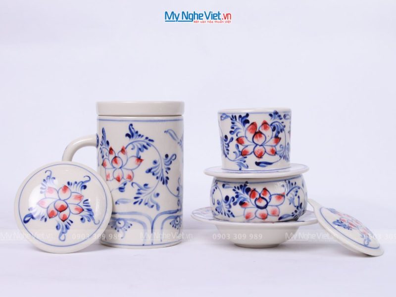 Combo Ly Lọc Trà + phin cafe vẽ sen - Ảnh 2