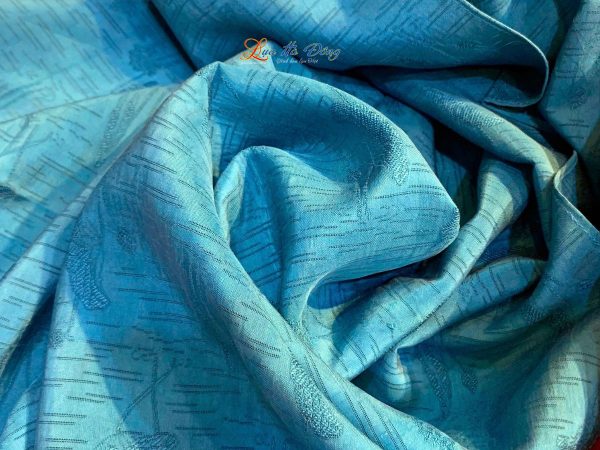 Khăn lụa vân cổ cây sen màu xanh cổ vịt