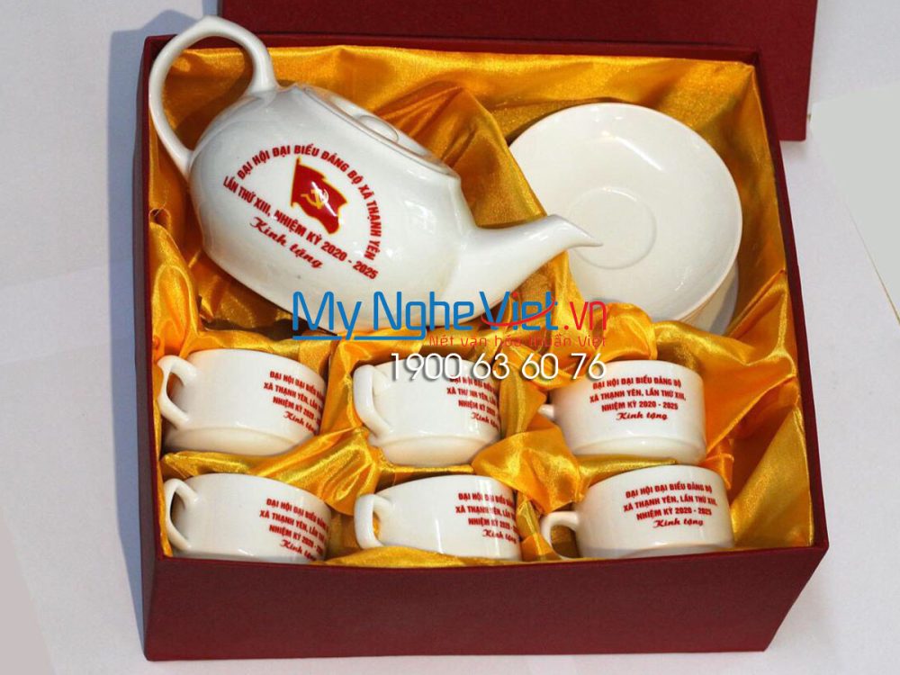 Bộ ấm trà (ấm chén) CK Trắng Trơn HDCT02