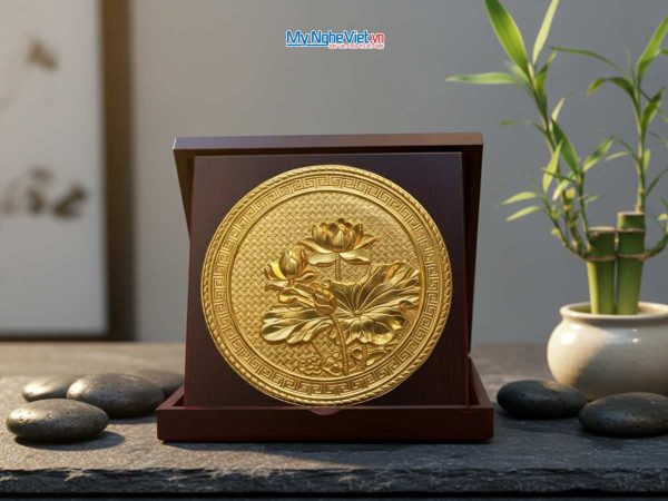 Đĩa Đồng Để Bàn Hoa Sen MNV-TD21-1