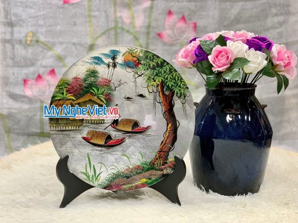 Tranh Đĩa Sơn Mài Cảnh Đồng Quê nhiều mẫu TD25-2