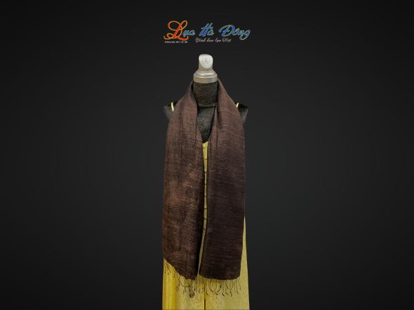 Khăn Lụa Trơn Màu Nâu Đen 100% silk