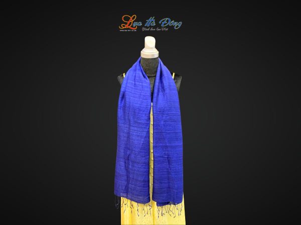Khăn Lụa Trơn Màu Xanh Dương 100% silk