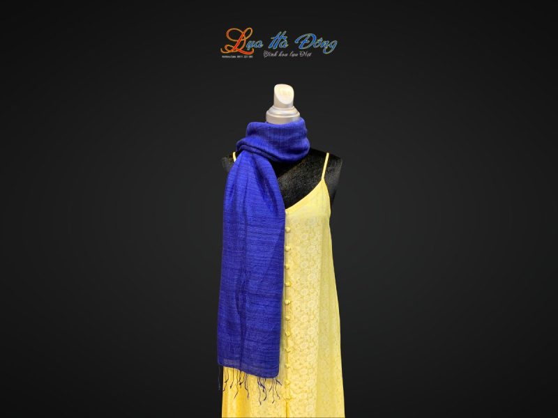 Khăn Lụa Trơn Màu Xanh Dương 100% silk