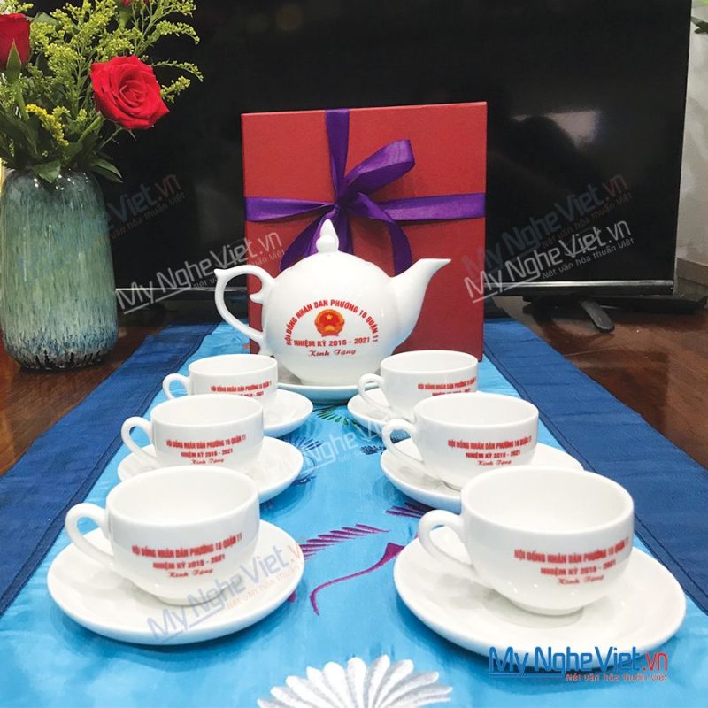 Quà tặng đại hội cơ quan Bộ bình trà in logo - Ảnh 3