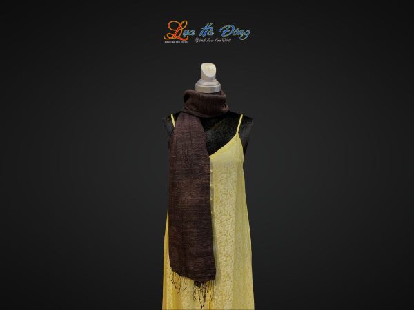 Khăn Lụa Trơn Màu Nâu Đen 100% silk