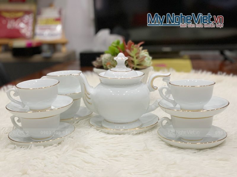 Bộ bình trà Phú Quý viền chỉ vàng kim - Ảnh 3
