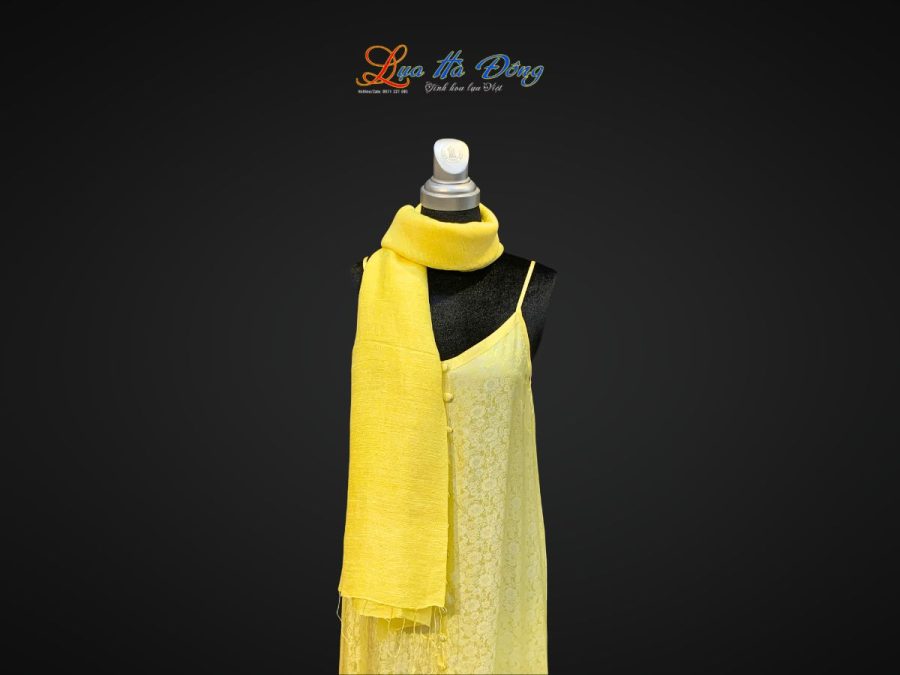 Khăn Lụa Trơn Màu Vàng 100% silk