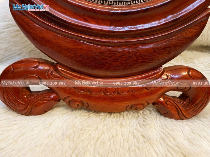 Mặt Trống Đồng Hoa Văn Nổi Có Đế Gỗ 30cm MNV-DD43 - Ảnh 3
