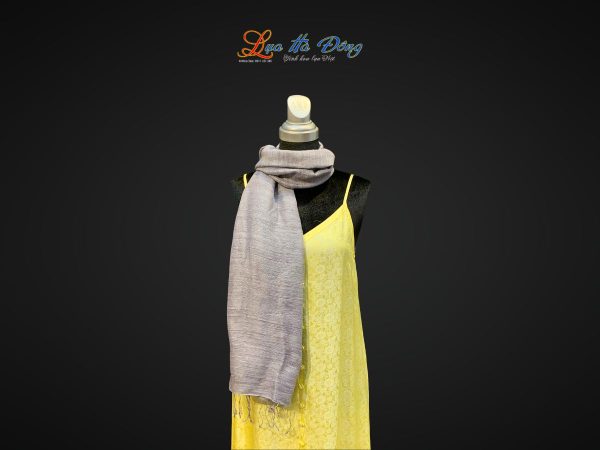 Khăn Lụa Trơn Màu Xám Tiêu 100% silk