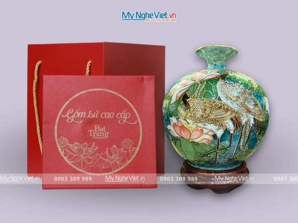 Bình Thu tài vẽ vàng kim hạc sen