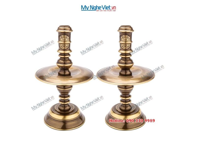 Chân nến đồng Cạo Màu