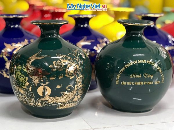 Bình Thu Tài Lộc In Logo Men xanh