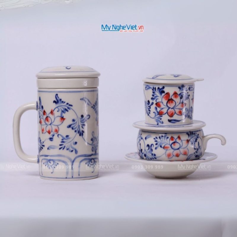 Combo Ly Lọc Trà Và Phin Cafe Vẽ Sen Cao Cấp CBCFVH006/1 - Ảnh 2