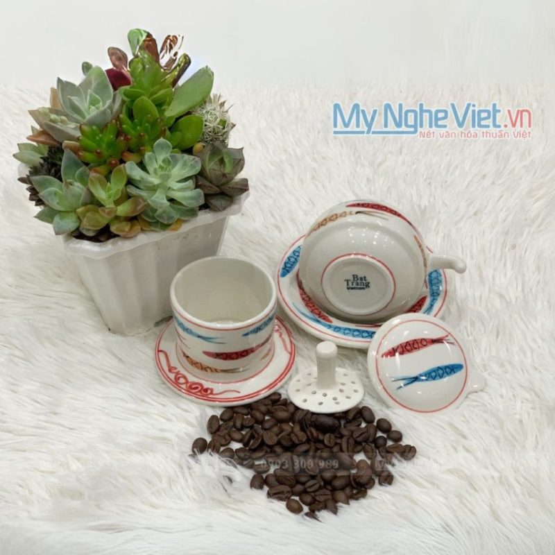 Quà Tặng Đại Hội – Combo Ly Lọc Trà Và Phin Cafe Vẽ Cá Cao Cấp CB2CM003 - Ảnh 2