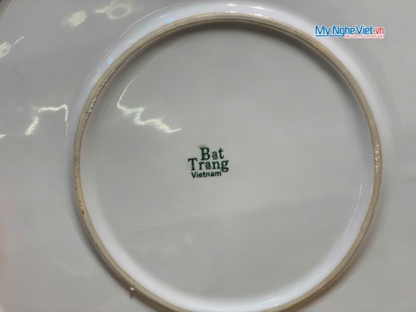 Tranh đĩa gốm Bát Tràng hoa sen trắng đắp nổi