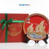 Tranh Đĩa Gốm Bát Tràng Thuận Buồm Đỏ Đắp Nổi