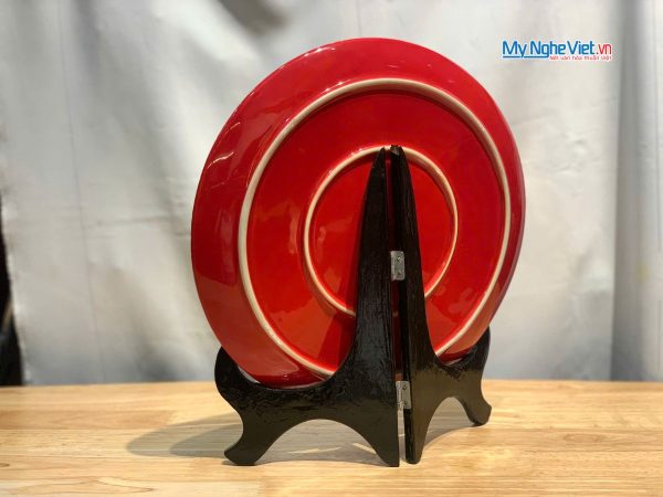 Tranh Đĩa Gốm Bát Tràng Thuận Buồm Đỏ Đắp Nổi