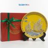Tranh đĩa gốm sứ Thuận Buồm màu vàng