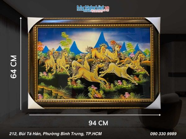 Quà Tân Gia Khai Trương – Tranh sơn mài mã đáo đắp nổi TSM698-5