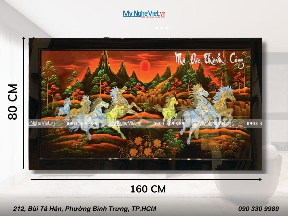 Tranh sơn mài mã đáo cấn ốc nổi ấm TSM60120K-MĐN