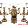 Bộ Lư (Đỉnh) Đồng Ngũ Sự Cạo Màu
