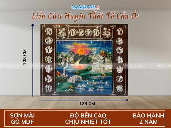 Liễn sơn mài - Cửu huyền thất tổ cẩn ốc cao cấp