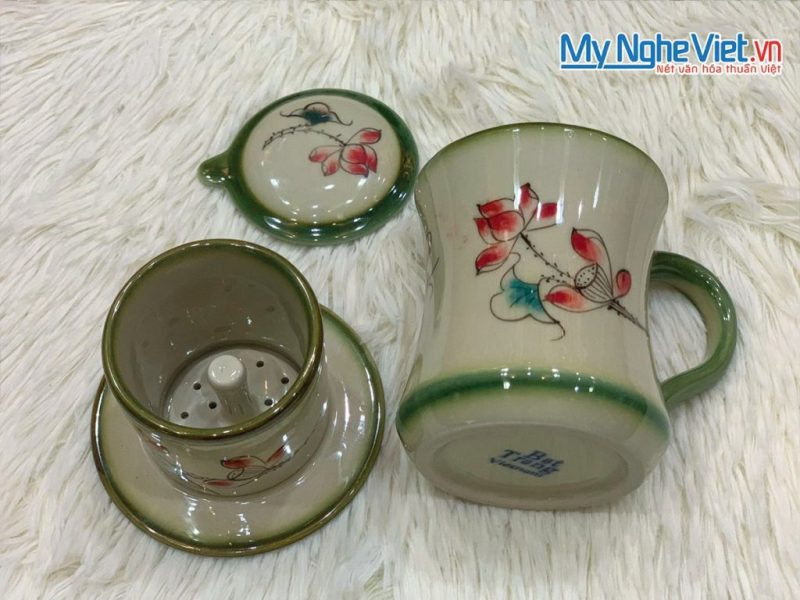 Combo Ly Lọc Trà Và Phin Cafe Vẽ Sen Cao Cấp - Ảnh 2
