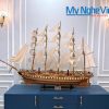 Mô hình thuyền buồm phong thủy France II gỗ tự nhiên