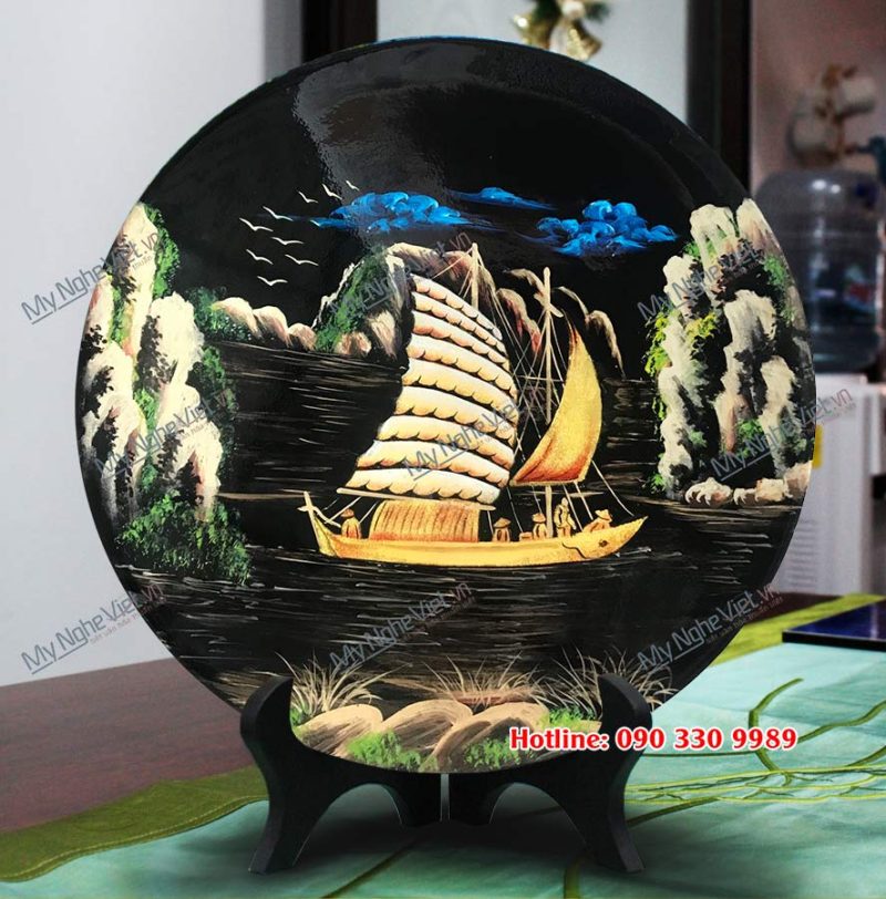 Tranh đĩa thuận buồm xuôi gió đắp nổi MNV- TSMD459