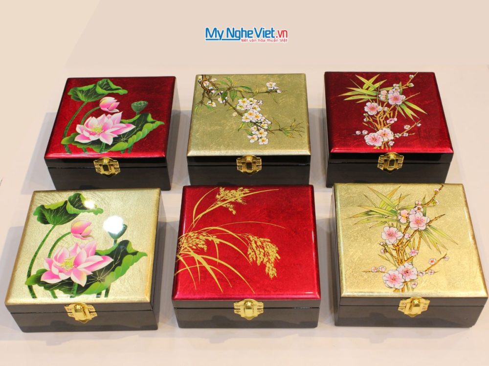 Hộp sơn mài trang sức vuông