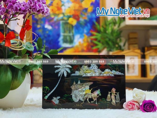 Tranh Sơn Mài Cẩn Ốc Đồng Quê Việt Nam TSM236-1