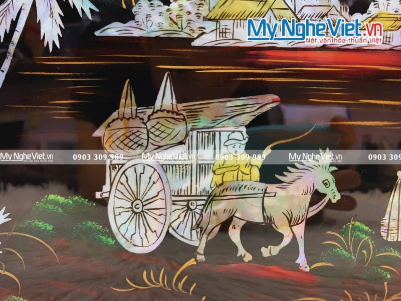 Tranh Sơn Mài Cẩn Ốc Đồng Quê Việt Nam TSM236-1 - Ảnh 5