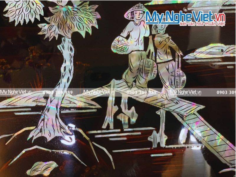 Tranh Sơn Mài Cẩn Ốc Đồng Quê Việt Nam TSM236-1 - Ảnh 4